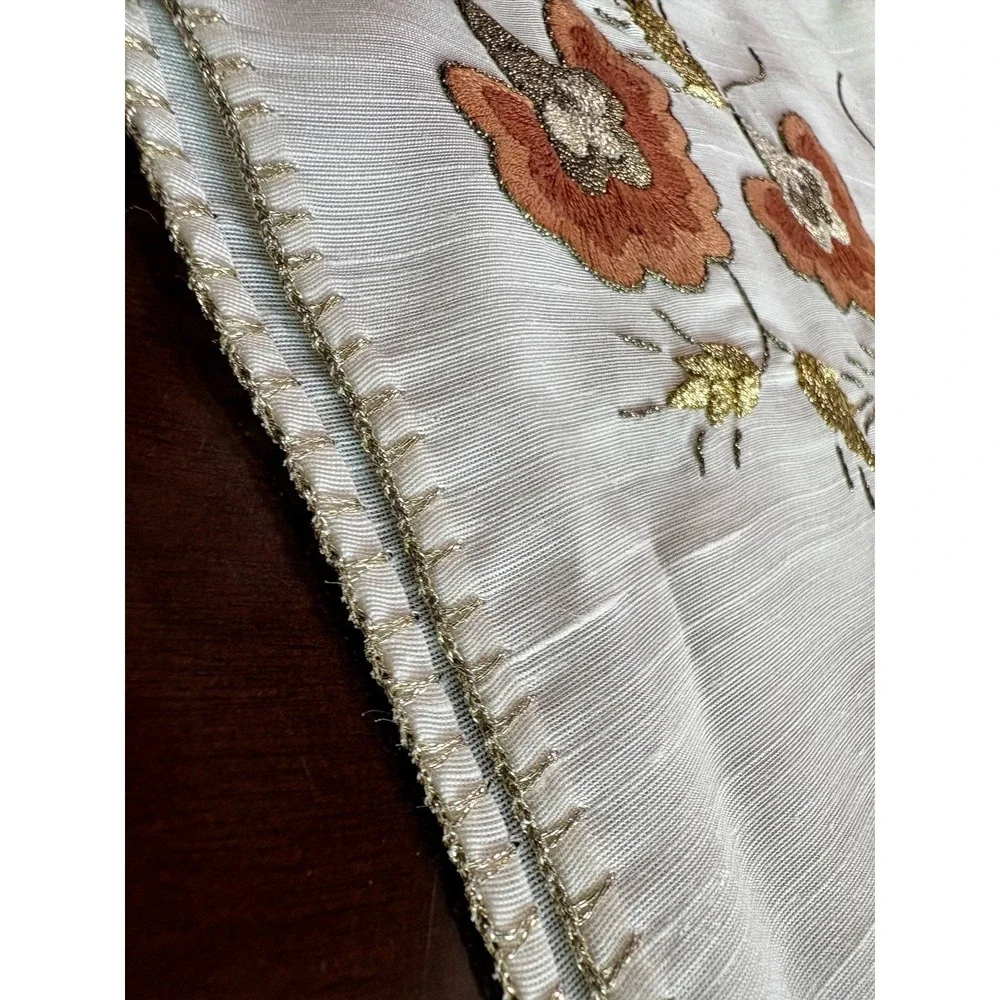 Vintage Greek  Hand-embroidered Table Runner  Floral Folk Art Fall Themed Flower